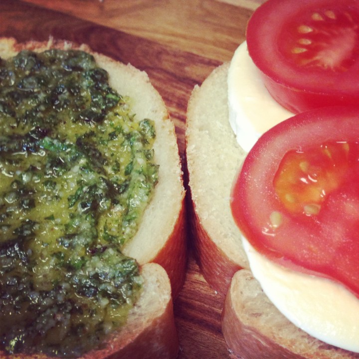 Fancy Grilled Cheese // Tomato Mozzarella Pesto
