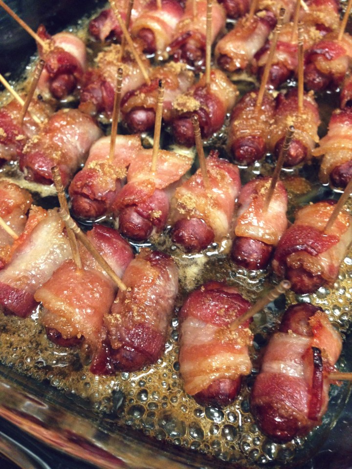 Brown Sugar and Bacon Wrapped Sausages