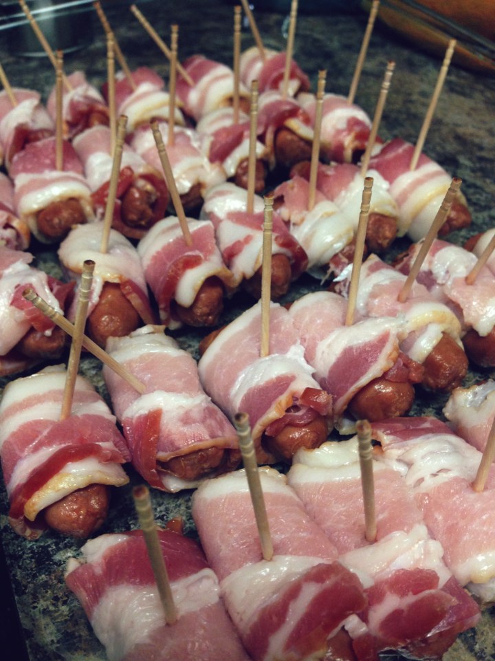 Brown Sugar and Bacon Wrapped Sausages