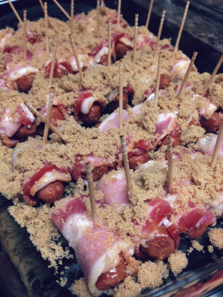 Brown Sugar and Bacon Wrapped Sausages