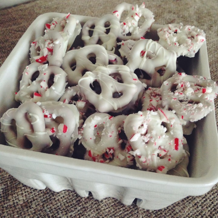 Peppermint White Chocolate Pretzels