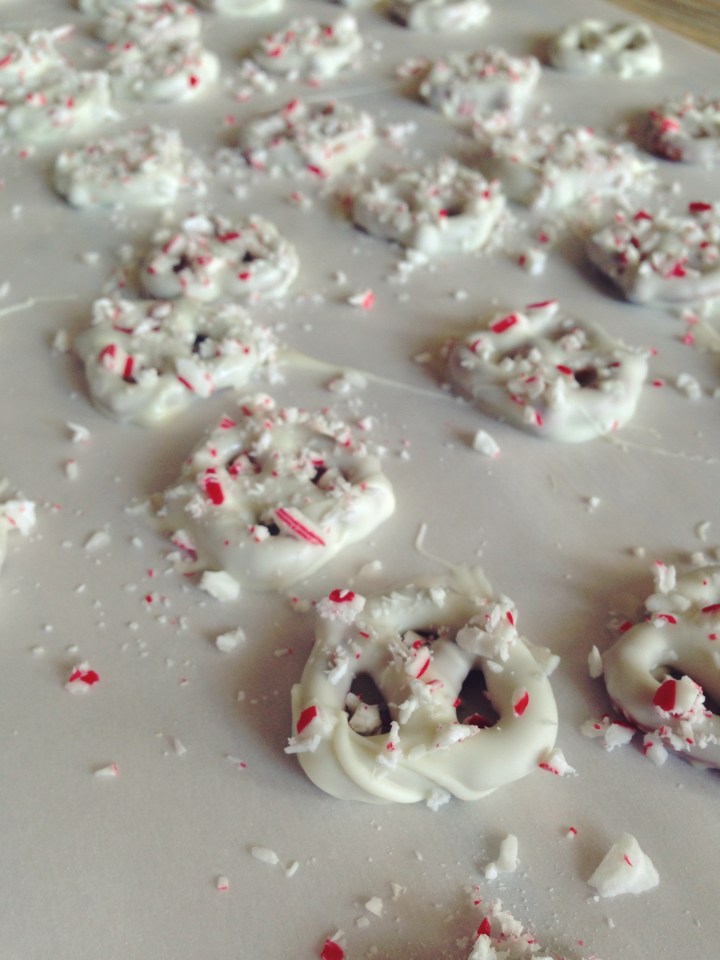 Peppermint White Chocolate Pretzels