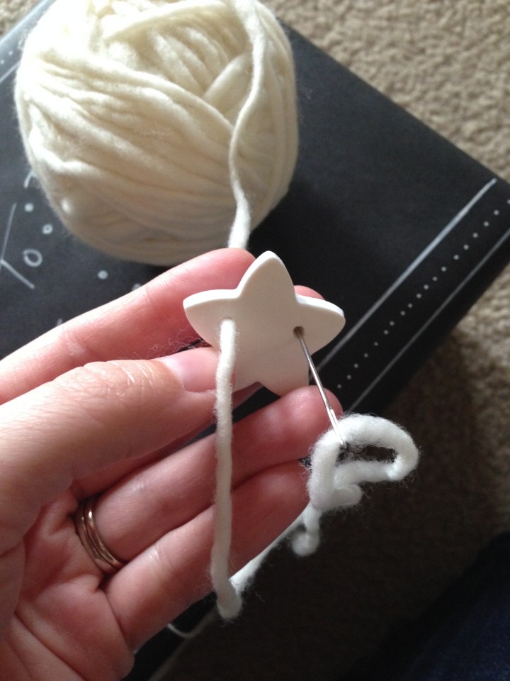 Chalkboard Gift Wrap with Clay Star Buttons