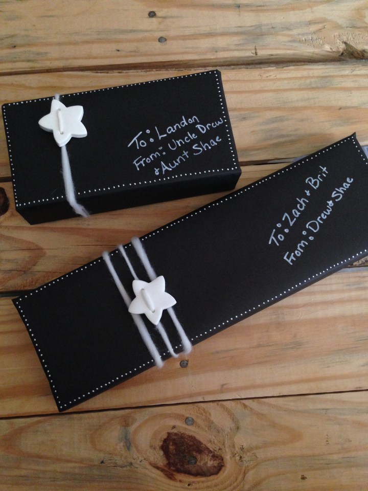 Chalkboard Wrapping Paper with DIY Star Buttons