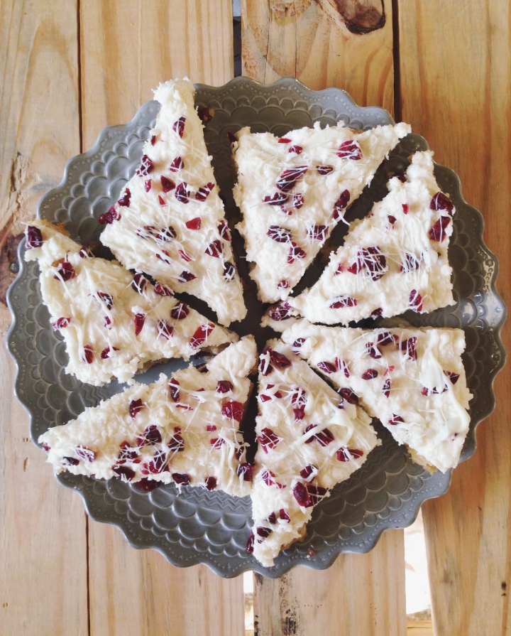 Cranberry Bliss Bars with Cream Cheese Frosting