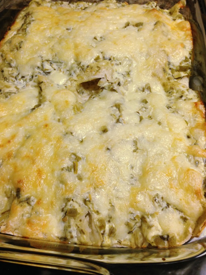 Sour Cream Salsa Verde Chicken Enchiladas